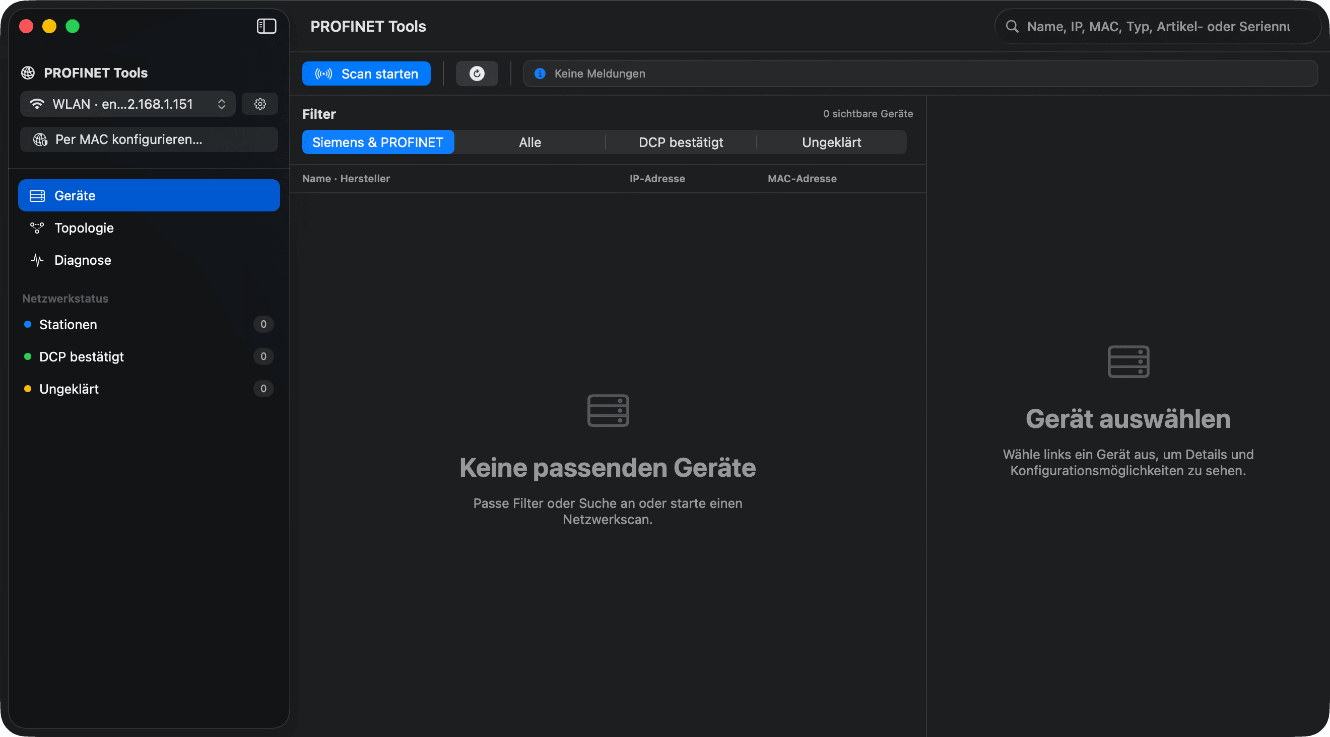 Geräteübersicht — PROFINET Tools